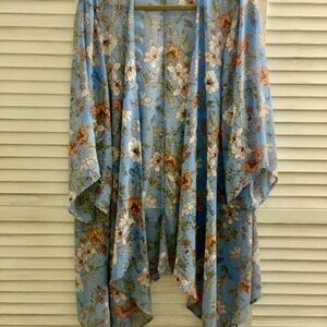 Torrid Blue Floral Kimono Cardigan